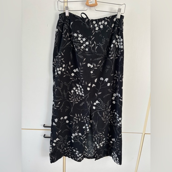Vintage Floral Black White Small Midi Slip Skirt Cottagecore Fairycore Y2K - Picture 3 of 8